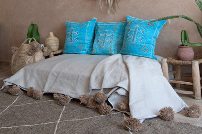 Aqua blue cactus silk cushion cover pillow