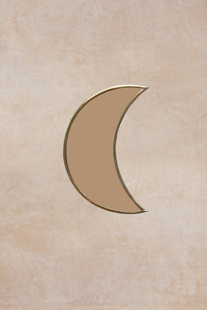 Moroccan hand made brass miror croissant moon shape