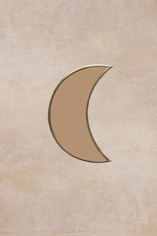 Moroccan hand made brass miror croissant moon shape