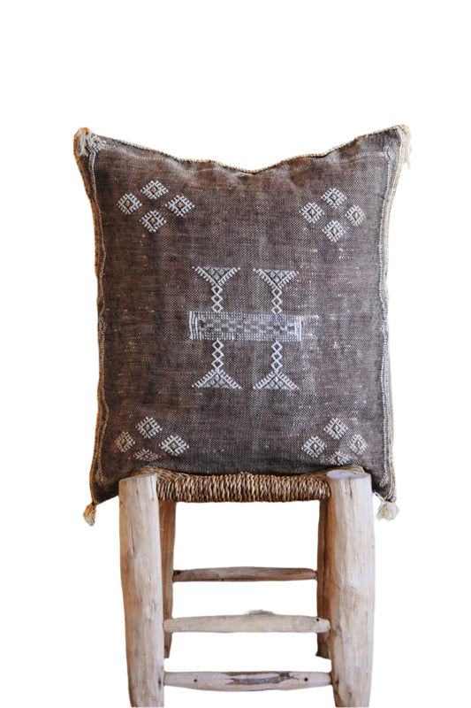 Faded black moroccan cactus silk cushion 50cmx50cm 